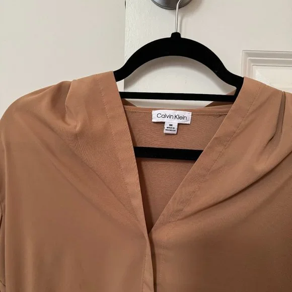 Short Sleeve Tan Blouse - Picture 2 of 7